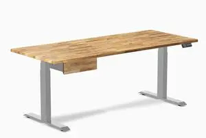 Desky Dual Hardwood Standing Desk With Drawer - Acacia / 72 x 30 in / Gray Desky Dual Hardwood Standing Desk With Drawer - Acacia / 72 x 30 in / Gray