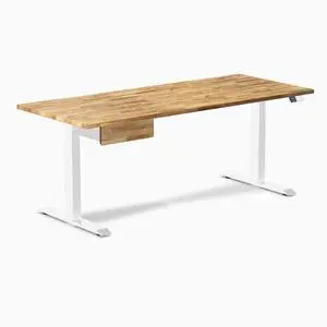 Desky Dual Hardwood Standing Desk With Drawer - Acacia / 72 x 30 in / White Desky Dual Hardwood Standing Desk With Drawer - Acacia / 72 x 30 in / White