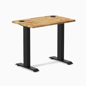 Desky Zero Mini Hardwood Office Desk - Acacia / 32 x 20 in with Grommets / Matte Black Desky Zero Mini Hardwood Office Desk - Acacia / 32 x 20 in with Grommets / Matte Black