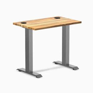 Desky Zero Mini Hardwood Office Desk - Teak / 32 x 20 in with Grommets / Space Gray Desky Zero Mini Hardwood Office Desk - Teak / 32 x 20 in with Grommets / Space Gray