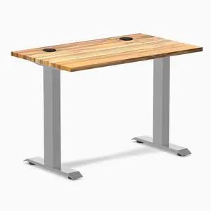 Desky Zero Mini Hardwood Office Desk - Teak / 40 x 24 in with Grommets / Gray Desky Zero Mini Hardwood Office Desk - Teak / 40 x 24 in with Grommets / Gray