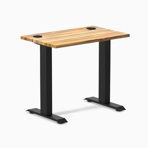 Desky Zero Mini Hardwood Office Desk - Teak / 32 x 20 in with Grommets / Matte Black Desky Zero Mini Hardwood Office Desk - Teak / 32 x 20 in with Grommets / Matte Black