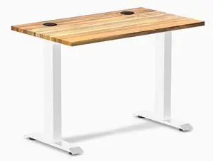 Desky Zero Mini Hardwood Office Desk - Teak / 40 x 24 in with Grommets / White Desky Zero Mini Hardwood Office Desk - Teak / 40 x 24 in with Grommets / White