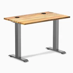Desky Zero Mini Hardwood Office Desk - Teak / 40 x 24 in with Grommets / Space Gray Desky Zero Mini Hardwood Office Desk - Teak / 40 x 24 in with Grommets / Space Gray