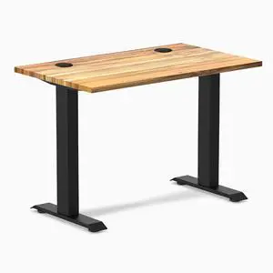 Desky Zero Mini Hardwood Office Desk - Teak / 40 x 24 in with Grommets / Matte Black Desky Zero Mini Hardwood Office Desk - Teak / 40 x 24 in with Grommets / Matte Black