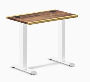 Desky Zero Mini Hardwood Office Desk - Saman / 32 x 20 in with Grommets / White Desky Zero Mini Hardwood Office Desk - Saman / 32 x 20 in with Grommets / White
