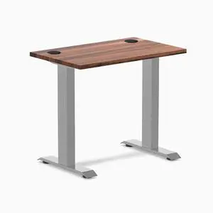 Desky Zero Mini Hardwood Office Desk - Walnut / 32 x 20 in with Grommets / Gray Desky Zero Mini Hardwood Office Desk - Walnut / 32 x 20 in with Grommets / Gray