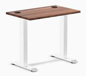 Desky Zero Mini Hardwood Office Desk - Walnut / 32 x 20 in with Grommets / White Desky Zero Mini Hardwood Office Desk - Walnut / 32 x 20 in with Grommets / White