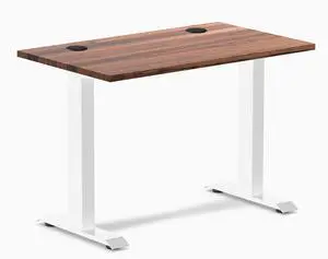 Desky Zero Mini Hardwood Office Desk - Walnut / 40 x 24 in with Grommets / White Desky Zero Mini Hardwood Office Desk - Walnut / 40 x 24 in with Grommets / White