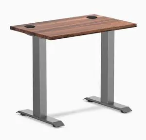Desky Zero Mini Hardwood Office Desk - Walnut / 32 x 20 in with Grommets / Space Gray Desky Zero Mini Hardwood Office Desk - Walnut / 32 x 20 in with Grommets / Space Gray