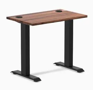 Desky Zero Mini Hardwood Office Desk - Walnut / 32 x 20 in with Grommets / Matte Black Desky Zero Mini Hardwood Office Desk - Walnut / 32 x 20 in with Grommets / Matte Black