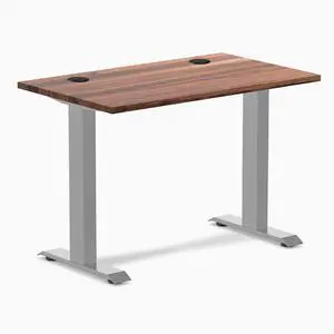 Desky Zero Mini Hardwood Office Desk - Walnut / 40 x 24 in with Grommets / Gray Desky Zero Mini Hardwood Office Desk - Walnut / 40 x 24 in with Grommets / Gray