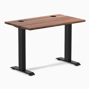 Desky Zero Mini Hardwood Office Desk - Walnut / 40 x 24 in with Grommets / Matte Black Desky Zero Mini Hardwood Office Desk - Walnut / 40 x 24 in with Grommets / Matte Black