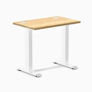 Desky Zero Mini Hardwood Office Desk - White Oak / 32 x 20 in with Grommets / White Desky Zero Mini Hardwood Office Desk - White Oak / 32 x 20 in with Grommets / White
