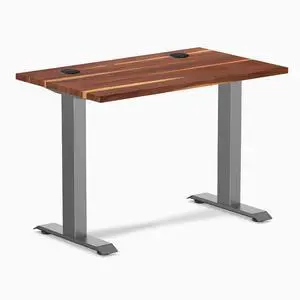 Desky Zero Mini Hardwood Office Desk - Pheasantwood / 40 x 24 in with Grommets / Space Gray Desky Zero Mini Hardwood Office Desk - Pheasantwood / 40 x 24 in with Grommets / Space Gray