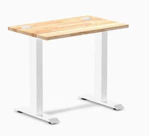 Desky Zero Mini Rubberwood Office Desk - Natural / 32 x 20 in / White Desky Zero Mini Rubberwood Office Desk - Natural / 32 x 20 in / White