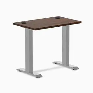 Desky Zero Mini Rubberwood Office Desk - Dark Walnut / 32 x 20 in / Grey Desky Zero Mini Rubberwood Office Desk - Dark Walnut / 32 x 20 in / Grey