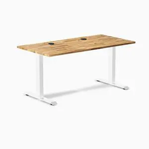 Desky Zero Hardwood Office Desk - Acacia / 48 x 30 in / White Desky Zero Hardwood Office Desk - Acacia / 48 x 30 in / White