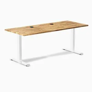Desky Zero Hardwood Office Desk - Acacia / 48 x 30 in / White Desky Zero Hardwood Office Desk - Acacia / 48 x 30 in / White