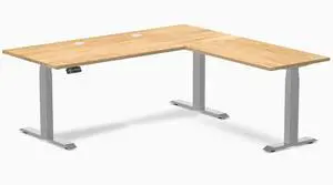 Desky Hardwood L-Shape Sit Stand Desk - White Oak / 72 x 30 x 70 x 24 in with Grommets / Gray Desky Hardwood L-Shape Sit Stand Desk - White Oak / 72 x 30 x 70 x 24 in with Grommets / Gray