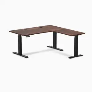 Desky Softwood L-Shape Sit Stand Desk - American Rustic Pine / 60 x 30 x 62 x 20 in with Grommets / Matte Black Desky Softwood L-Shape Sit Stand Desk - American Rustic Pine / 60 x 30 x 62 x 20 in with Grommets / Matte Black