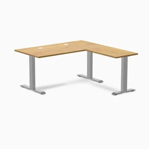 Desky Zero Rubberwood L-Shape Office Desk - Light Oak / 60 x 30 x 62 x 20 in with Grommets / Gray Desky Zero Rubberwood L-Shape Office Desk - Light Oak / 60 x 30 x 62 x 20 in with Grommets / Gray