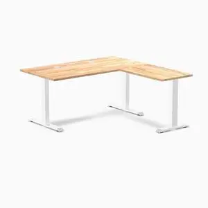 Desky Zero Rubberwood L-Shape Office Desk - Natural Timber / 60 x 30 x 62 x 20 in with Grommets / White Desky Zero Rubberwood L-Shape Office Desk - Natural Timber / 60 x 30 x 62 x 20 in with Grommets / White
