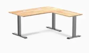 Desky Zero Rubberwood L-Shape Office Desk - Natural Timber / 60 x 30 x 62 x 20 in with Grommets / Space Gray Desky Zero Rubberwood L-Shape Office Desk - Natural Timber / 60 x 30 x 62 x 20 in with Grommets / Space Gray