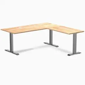 Desky Zero Rubberwood L-Shape Office Desk - Natural Timber / 72 x 30 x 70 x 24 in with Grommets / Space Gray Desky Zero Rubberwood L-Shape Office Desk - Natural Timber / 72 x 30 x 70 x 24 in with Grommets / Space Gray