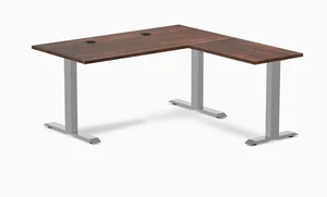 Desky Zero Softwood L-Shape Office Desk - American Rustic Pine / 60 x 30 x 62 x 20 in with Grommets / Gray Desky Zero Softwood L-Shape Office Desk - American Rustic Pine / 60 x 30 x 62 x 20 in with Grommets / Gray