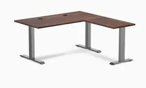 Desky Zero Softwood L-Shape Office Desk - American Rustic Pine / 60 x 30 x 62 x 20 in with Grommets / Space Gray Desky Zero Softwood L-Shape Office Desk - American Rustic Pine / 60 x 30 x 62 x 20 in with Grommets / Space Gray