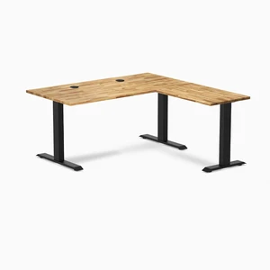 Desky Zero Hardwood L-Shape Office Desk - Acacia / 60 x 30 x 62 x 20 in with Grommets / Matte Black Desky Zero Hardwood L-Shape Office Desk - Acacia / 60 x 30 x 62 x 20 in with Grommets / Matte Black