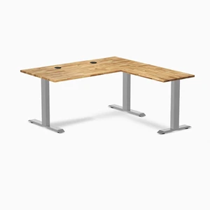 Desky Zero Hardwood L-Shape Office Desk - Acacia / 60 x 30 x 62 x 20 in with Grommets / Gray Desky Zero Hardwood L-Shape Office Desk - Acacia / 60 x 30 x 62 x 20 in with Grommets / Gray