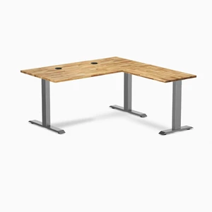 Desky Zero Hardwood L-Shape Office Desk - Acacia / 60 x 30 x 62 x 20 in with Grommets / Space Gray Desky Zero Hardwood L-Shape Office Desk - Acacia / 60 x 30 x 62 x 20 in with Grommets / Space Gray