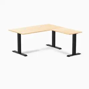 Desky Zero Hardwood L-Shape Office Desk - Maple / 60 x 30 x 62 x 20 in with Grommets / Matte Black Desky Zero Hardwood L-Shape Office Desk - Maple / 60 x 30 x 62 x 20 in with Grommets / Matte Black