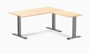 Desky Zero Hardwood L-Shape Office Desk - Maple / 60 x 30 x 62 x 20 in with Grommets / Space Gray Desky Zero Hardwood L-Shape Office Desk - Maple / 60 x 30 x 62 x 20 in with Grommets / Space Gray