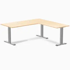 Desky Zero Hardwood L-Shape Office Desk - Maple / 72 x 30 x 70 x 24 in with Grommets / Gray Desky Zero Hardwood L-Shape Office Desk - Maple / 72 x 30 x 70 x 24 in with Grommets / Gray