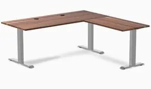 Desky Zero Hardwood L-Shape Office Desk - Walnut / 72 x 30 x 70 x 24 in with Grommets / Gray Desky Zero Hardwood L-Shape Office Desk - Walnut / 72 x 30 x 70 x 24 in with Grommets / Gray