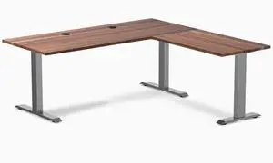 Desky Zero Hardwood L-Shape Office Desk - Walnut / 72 x 30 x 70 x 24 in with Grommets / Space Gray Desky Zero Hardwood L-Shape Office Desk - Walnut / 72 x 30 x 70 x 24 in with Grommets / Space Gray