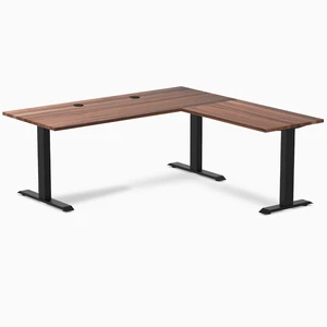 Desky Zero Hardwood L-Shape Office Desk - Walnut / 72 x 30 x 70 x 24 in with Grommets / Matte Black Desky Zero Hardwood L-Shape Office Desk - Walnut / 72 x 30 x 70 x 24 in with Grommets / Matte Black