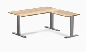 Desky Zero Hardwood L-Shape Office Desk - White Ash / 60 x 30 x 62 x 20 in with Grommets / Space Gray Desky Zero Hardwood L-Shape Office Desk - White Ash / 60 x 30 x 62 x 20 in with Grommets / Space Gray