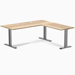 Desky Zero Hardwood L-Shape Office Desk - White Ash / 72 x 30 x 70 x 24 in with Grommets / Space Gray Desky Zero Hardwood L-Shape Office Desk - White Ash / 72 x 30 x 70 x 24 in with Grommets / Space Gray