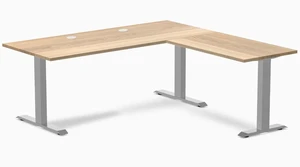 Desky Zero Hardwood L-Shape Office Desk - White Ash / 72 x 30 x 70 x 24 in with Grommets / Gray Desky Zero Hardwood L-Shape Office Desk - White Ash / 72 x 30 x 70 x 24 in with Grommets / Gray