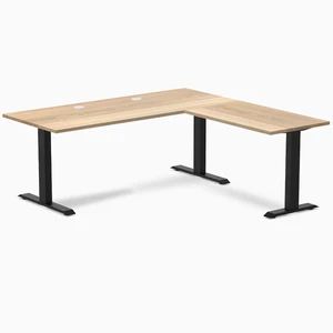 Desky Zero Hardwood L-Shape Office Desk - White Ash / 72 x 30 x 70 x 24 in with Grommets / Matte Black Desky Zero Hardwood L-Shape Office Desk - White Ash / 72 x 30 x 70 x 24 in with Grommets / Matte Black