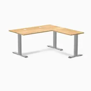 Desky Zero Hardwood L-Shape Office Desk - White Oak / 60 x 30 x 62 x 20 in with Grommets / Gray Desky Zero Hardwood L-Shape Office Desk - White Oak / 60 x 30 x 62 x 20 in with Grommets / Gray