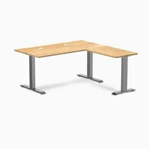 Desky Zero Hardwood L-Shape Office Desk - White Oak / 60 x 30 x 62 x 20 in with Grommets / Space Gray Desky Zero Hardwood L-Shape Office Desk - White Oak / 60 x 30 x 62 x 20 in with Grommets / Space Gray