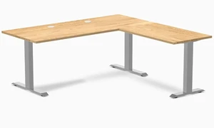Desky Zero Hardwood L-Shape Office Desk - White Oak / 72 x 30 x 70 x 24 in with Grommets / Gray Desky Zero Hardwood L-Shape Office Desk - White Oak / 72 x 30 x 70 x 24 in with Grommets / Gray