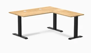 Desky Zero Hardwood L-Shape Office Desk - White Oak / 60 x 30 x 62 x 20 in with Grommets / Matte Black Desky Zero Hardwood L-Shape Office Desk - White Oak / 60 x 30 x 62 x 20 in with Grommets / Matte Black