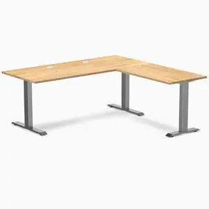 Desky Zero Hardwood L-Shape Office Desk - White Oak / 72 x 30 x 70 x 24 in with Grommets / Space Gray Desky Zero Hardwood L-Shape Office Desk - White Oak / 72 x 30 x 70 x 24 in with Grommets / Space Gray