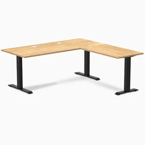 Desky Zero Hardwood L-Shape Office Desk - White Oak / 72 x 30 x 70 x 24 in with Grommets / Matte Black Desky Zero Hardwood L-Shape Office Desk - White Oak / 72 x 30 x 70 x 24 in with Grommets / Matte Black